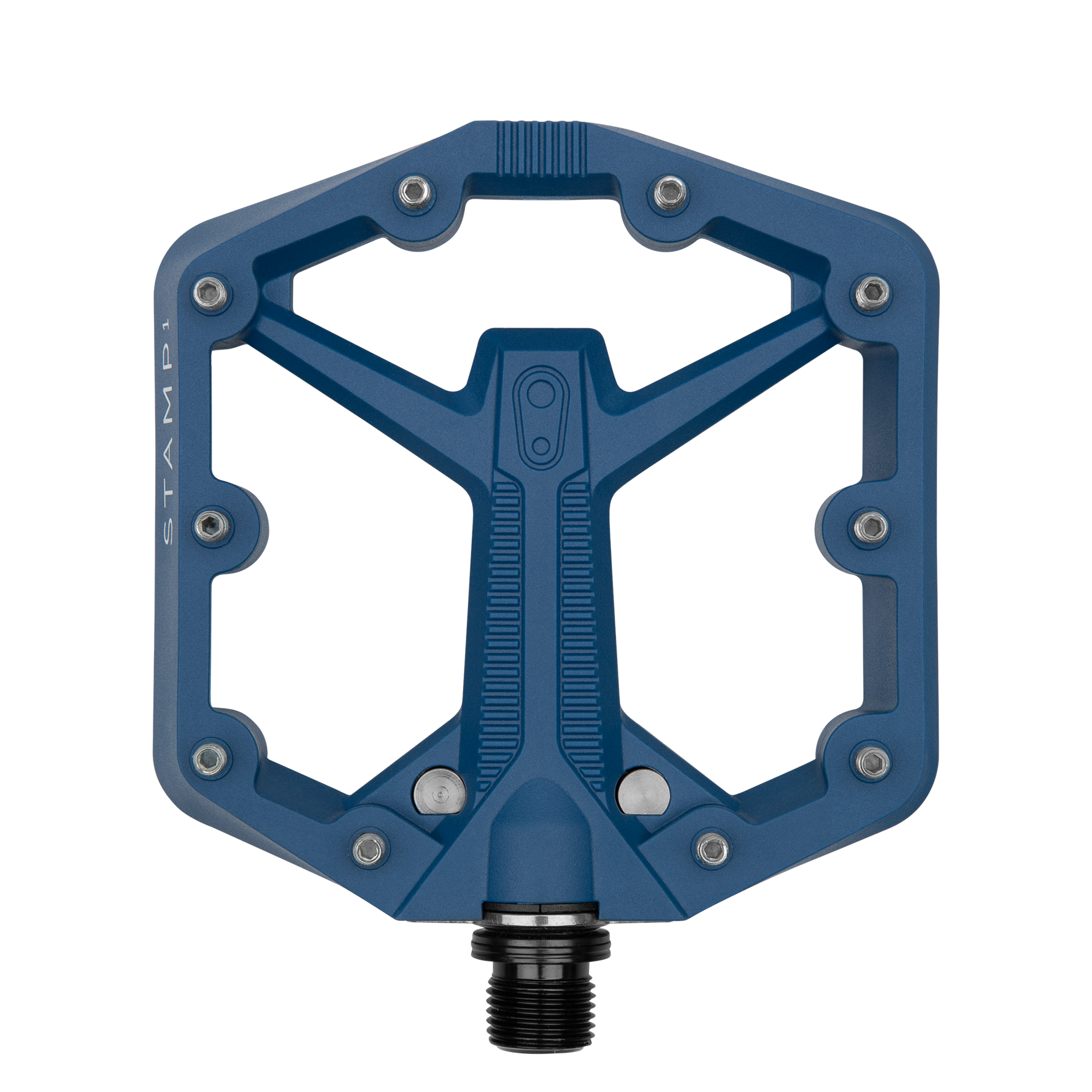 Crank Brothers Stamp 1 Small blue mountain bike pedal with hexagonal platform design
