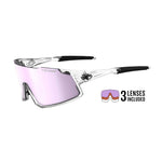 Tifosi Stash crystal clear frame sunglasses with pink mirrored lens and three interchangeable lenses