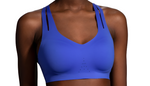 Brooks Dare Strappy Bra in bright blue with double shoulder straps and V-neckline