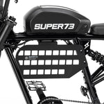 Super73 black MOLLE panel with grid pattern mounted on R series electric bike frame