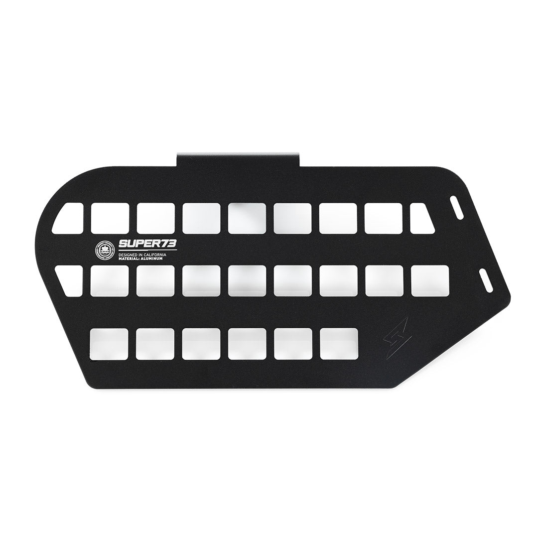 Black SUPER73 In-Frame MOLLE Panel with multiple rectangular mounting slots