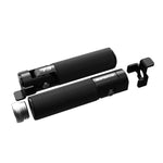 Super73 black folding pegs with textured grips shown disassembled on white background