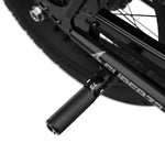 Black Super73 folding aluminum peg attached to electric bike frame