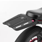 Black Super73 rear rack mounted on Z series electric bike with red accents