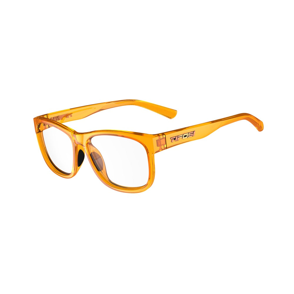 Tifosi Swank XL sunglasses in amber blaze translucent frame with clear lenses