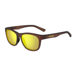 Tifosi Swank XL sunglasses in woodgrain brown frame with yellow polarized lenses