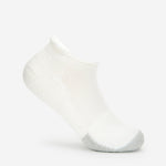Thorlos white ankle tennis sock with gray toe cushioning and rolltop cuff