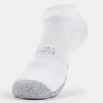 Thorlos white tennis micro mini ankle sock with gray cushioned toe and heel
