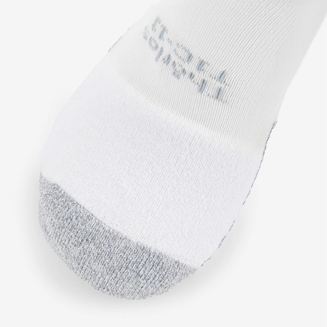 Thorlos white tennis micro mini sock with gray reinforced toe and heel cushioning