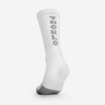 Thorlos white unisex tennis crew sock with gray toe and brand logo