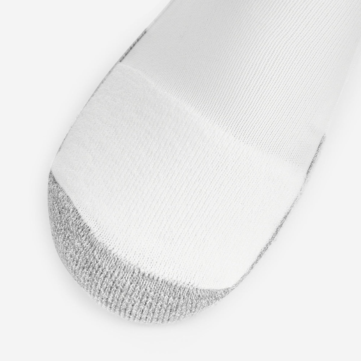 Thorlos white tennis mini crew sock with gray padded toe and heel detail