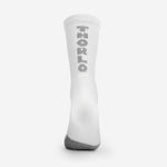 Thorlos white tennis crew sock with gray heel and branded logo on shaft