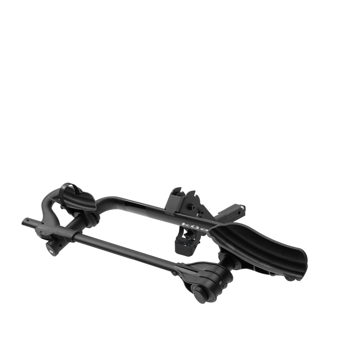 Kuat Transfer V2 2-inch 2-bike hitch rack in matte black, folded flat view