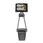 Wahoo KICKR CLIMB base adapter floor stand with tablet holder displaying cycling app on screen