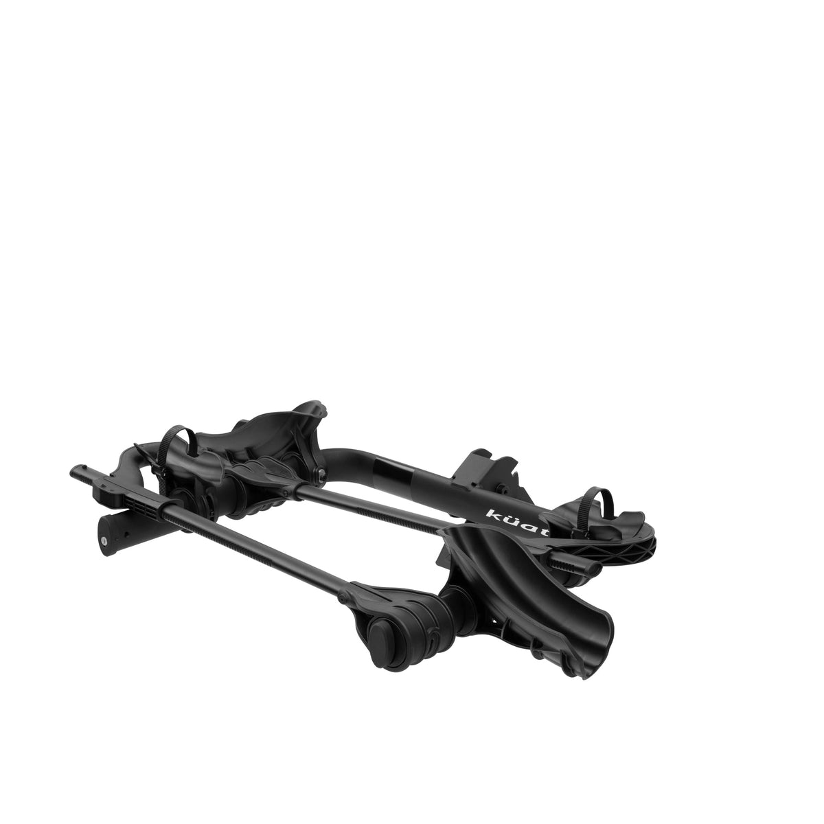 Kuat Transfer V2 2-inch 2-bike hitch rack in matte black, folded compact position