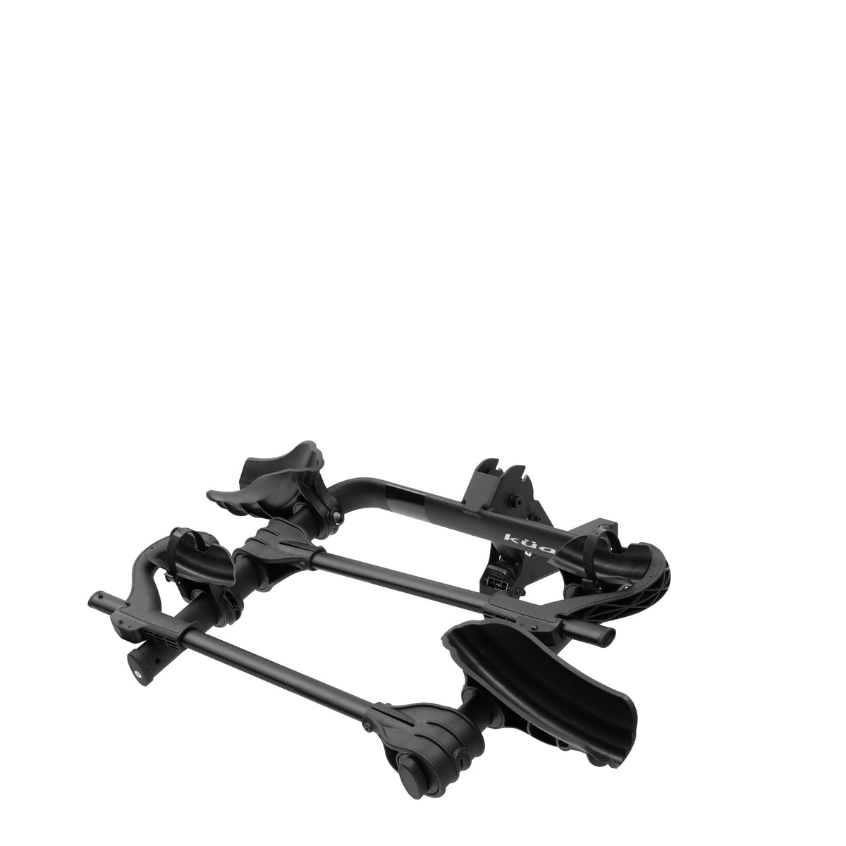 Kuat Transfer V2 2-inch 2-bike hitch rack in matte black, folded compact position