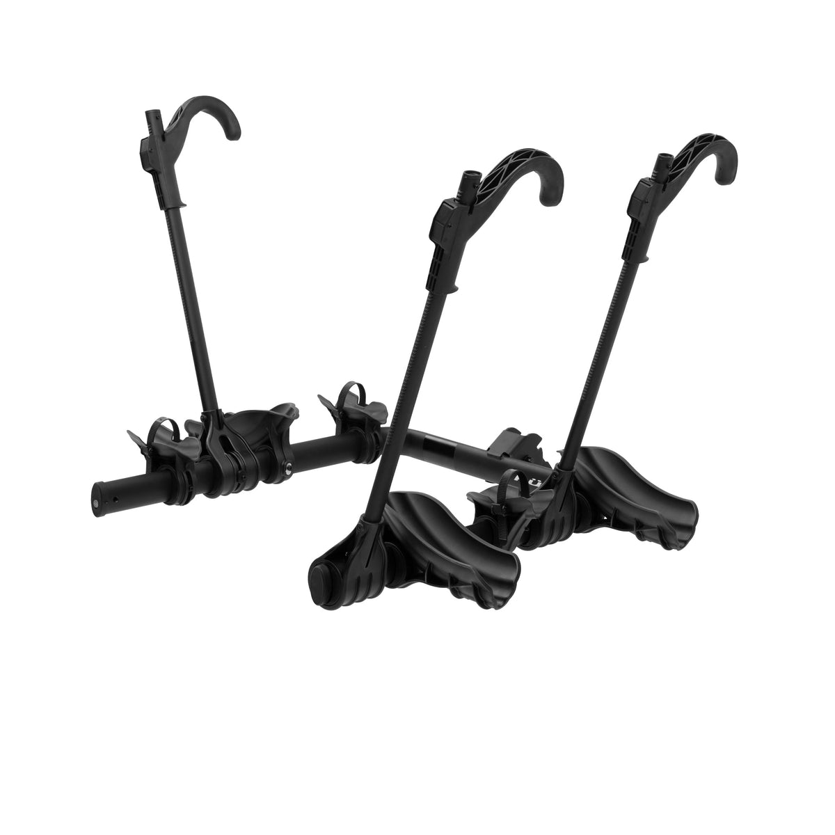 Kuat Transfer V2 2-inch hitch mount bike rack holding two bicycles in matte black