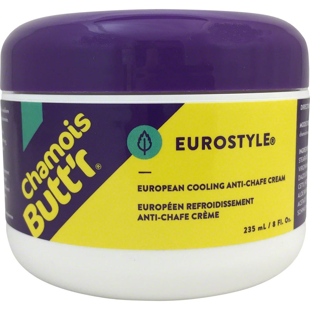 Chamois Butt'r Eurostyle European cooling anti-chafe cream jar with purple cap
