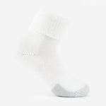 Thorlos white tennis ankle sock with cuffed top and gray reinforced toe