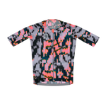 TheOneOff Krypton Short Sleeve Jersey front view in Bromine multicolor pixel camo pattern