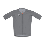 TheOneOff Krypton Short Sleeve Jersey Future Gray front view with orange zipper accent and logo