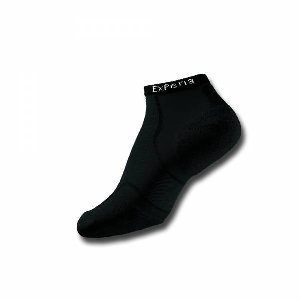 Black Experia compression micro mini ankle sock on white background