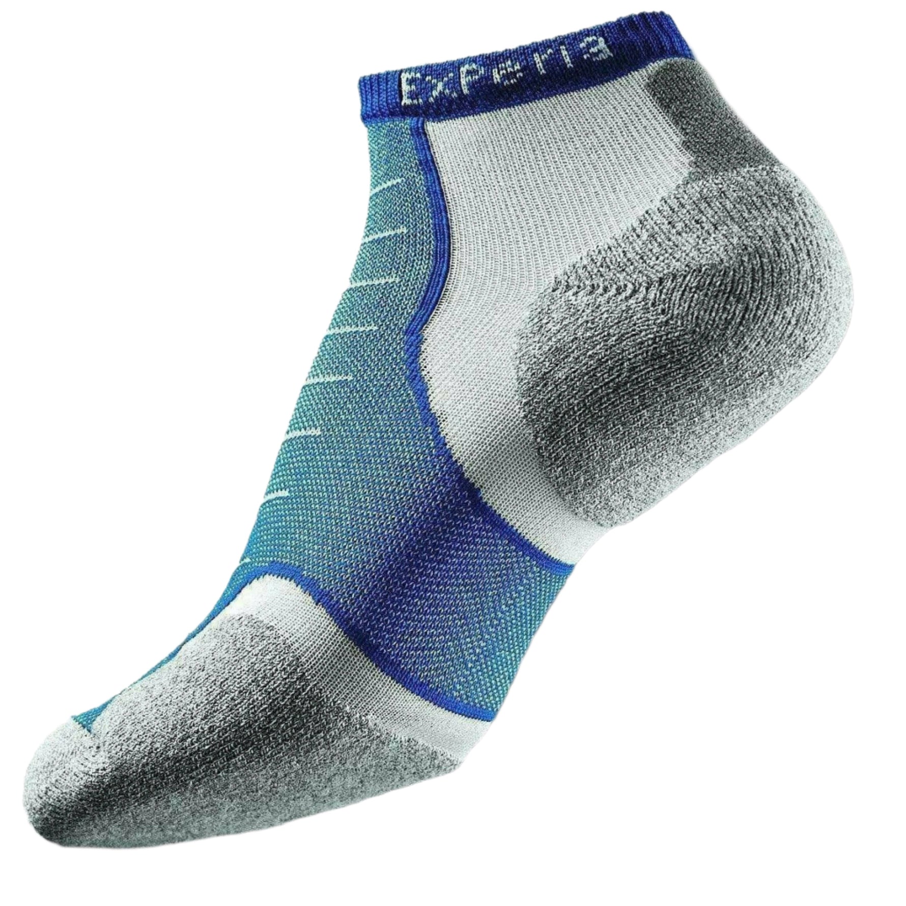 Experia Light Cushion Low-Cut Sock in Royal Blue with gray heel and toe cushioning