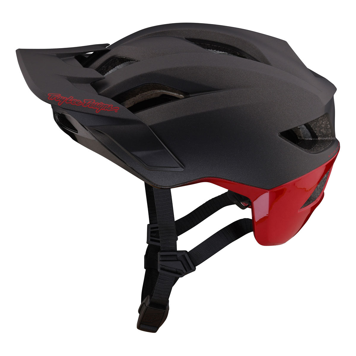 Troy Lee Designs Flowline SE mountain bike helmet in charcoal and red colorway