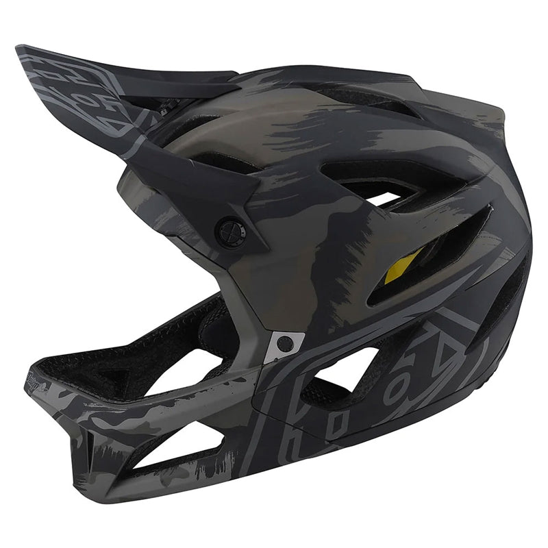 Troy Lee Designs Stage MIPS Helmet in Brush Camo Military colorway with full face protection