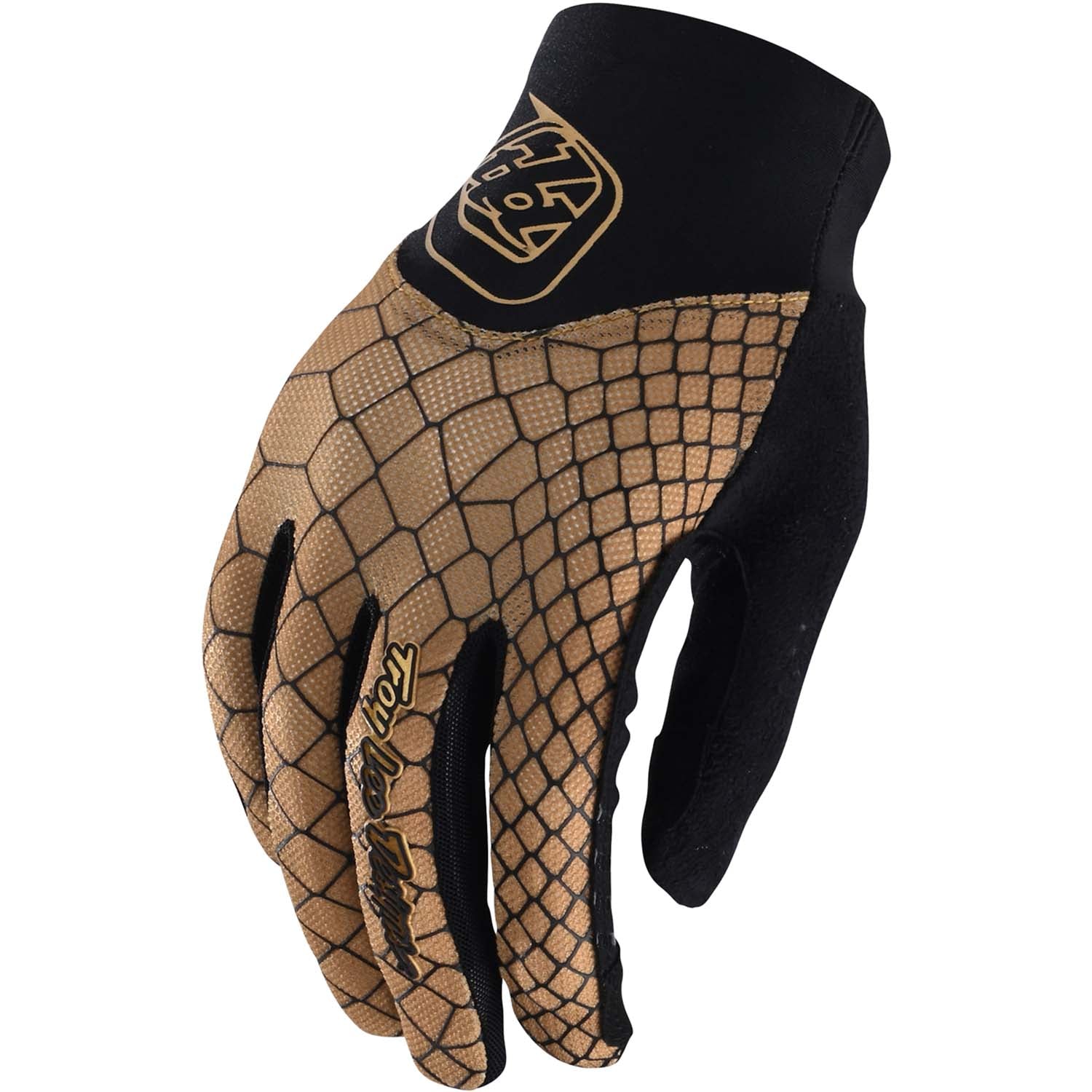Troy Lee Designs ACE 2.0 glove in brown snake scale pattern with black palm