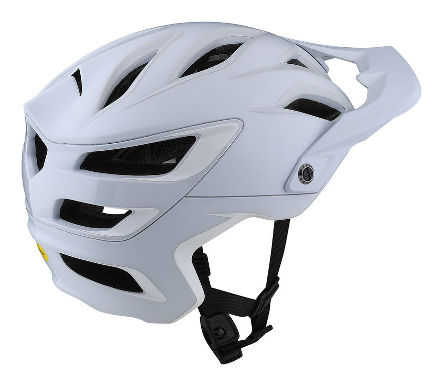Troy Lee Designs A3 MIPS mountain bike helmet in white with ventilation