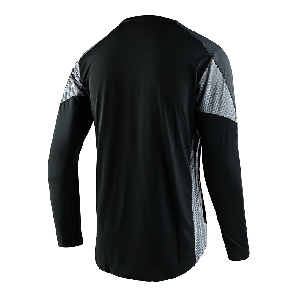 Troy Lee Designs Drift long sleeve mountain bike jersey in black with gray mesh