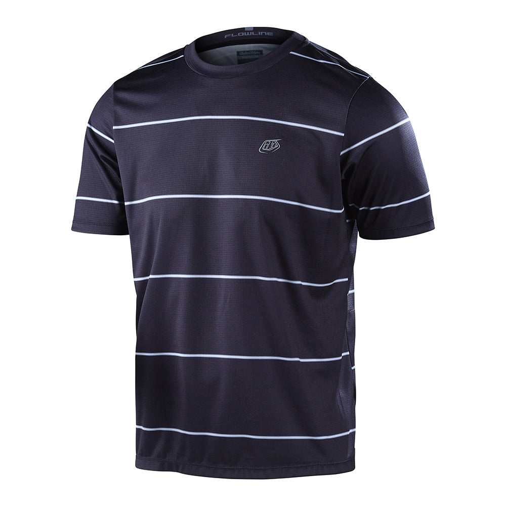 Troy Lee Designs Flowline Short Sleeve Jersey in Revert Black colorway with white stripes