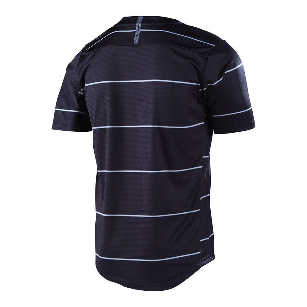 Troy Lee Designs Flowline Short Sleeve Jersey in Revert Black colorway with white horizontal stripes