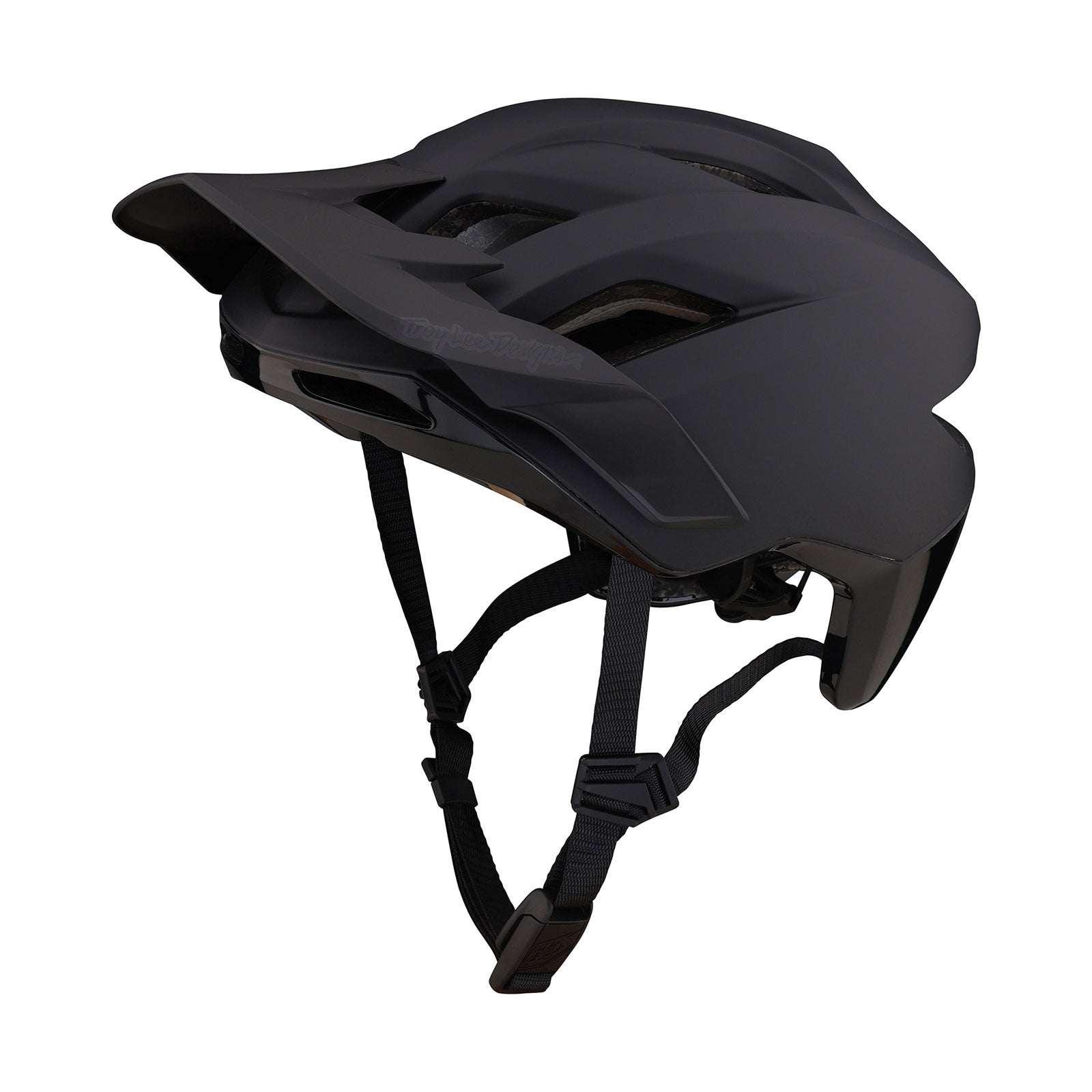 Troy Lee Designs Flowline SE Stealth mountain bike helmet in matte black with visor