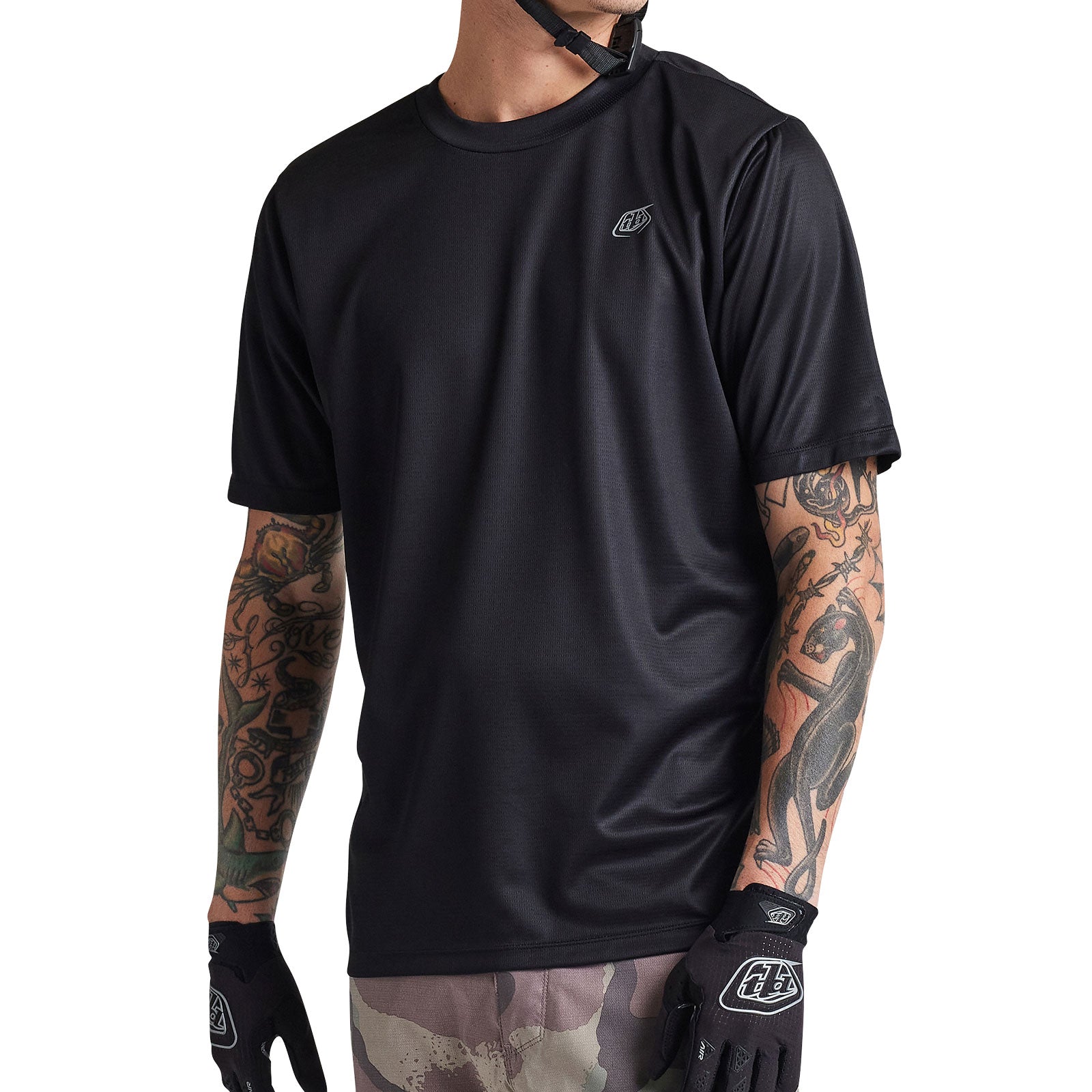 Troy Lee Designs Flowline Short Sleeve Jersey in solid black with TLD logo