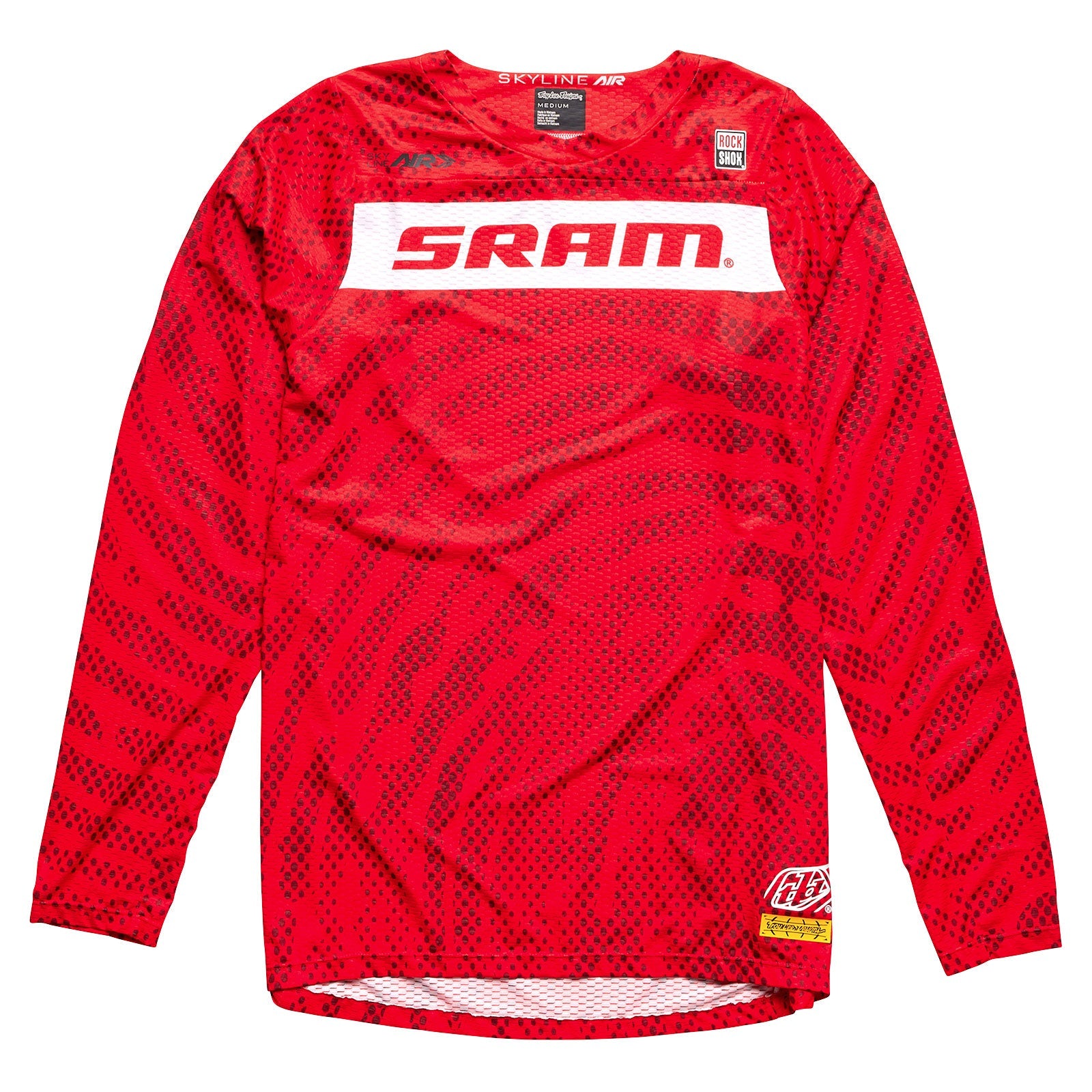 Troy Lee Designs Skyline Air LS Jersey in SRAM Roots Fiery Red with geometric pattern