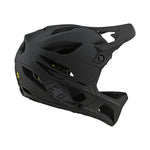 Troy Lee Designs Stage Helmet MIPS in Stealth Midnight black colorway with removable chin guard