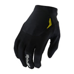 Troy Lee Designs Ace 2.0 Glove in solid black with yellow logo accent