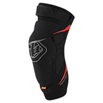 Troy Lee Designs RAID knee guard in black with red trim and TLD logo