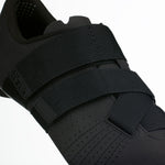 Close-up of black Fizik Tempo R5 PowerStrap cycling shoe showing velcro straps