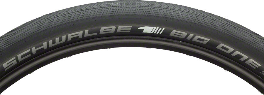 Schwalbe Big One black bicycle tire with textured sidewall on white background