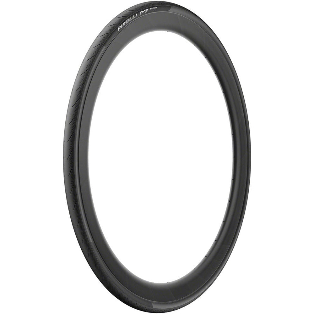 Pirelli P7 Sport black bicycle tire with diagonal tread pattern on white background