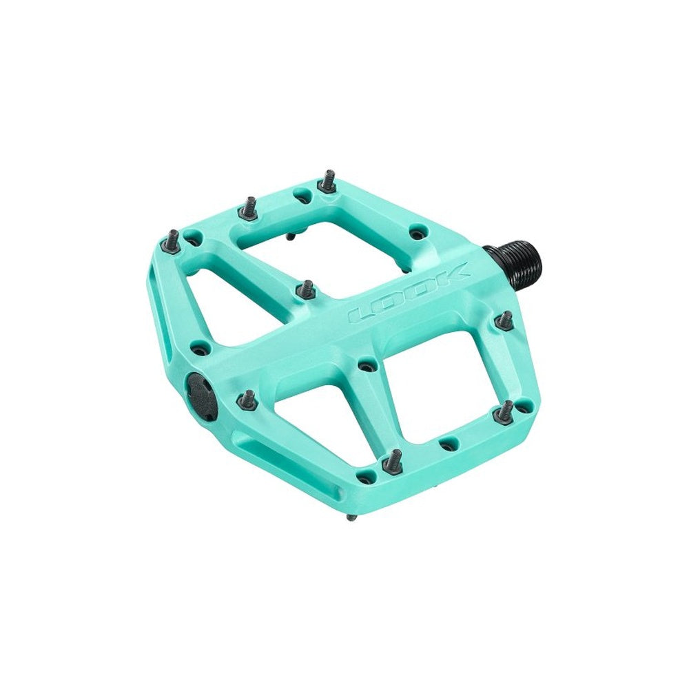 Look Trail Fusion bike pedal in ice blue with black pins and threading