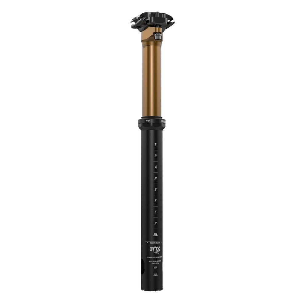 FOX Transfer SL dropper seatpost in black and gold anodized finish, 31.6mm diameter
