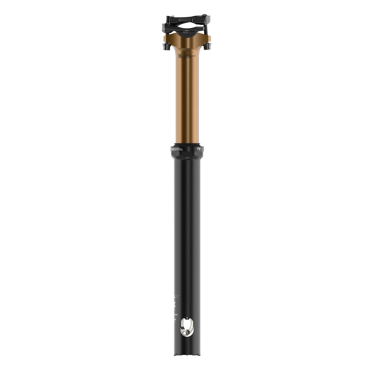 FOX Transfer SL Elite dropper seatpost with gold anodized upper and black lower tube