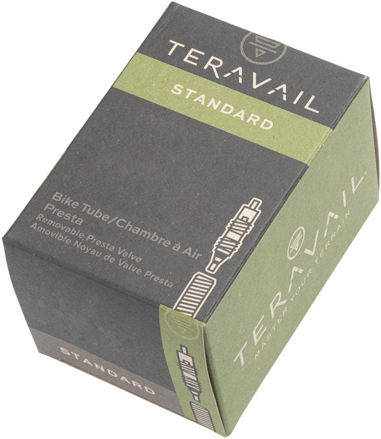 Teravail Standard bike tube packaging in green and gray colors