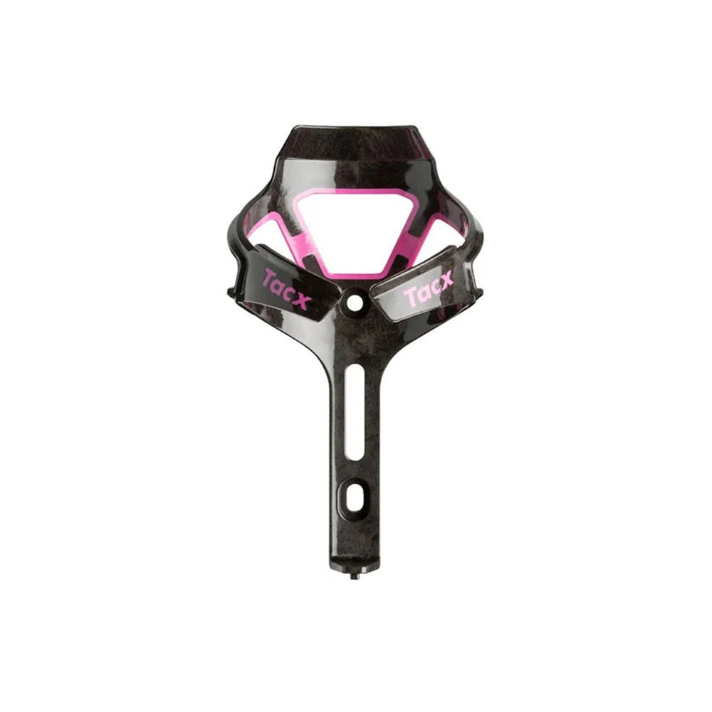 Tacx Ciro bottle cage in black carbon fiber with pink accent details