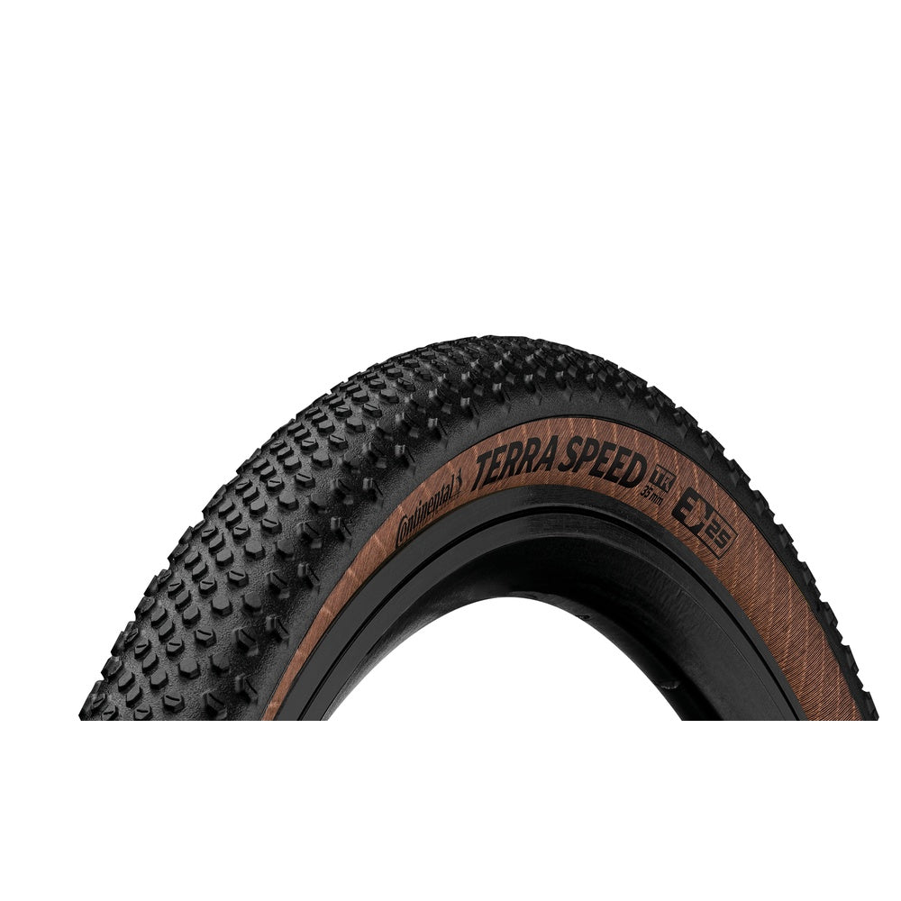 Continental Terra Speed bicycle tire with knobby tread and brown cream sidewall
