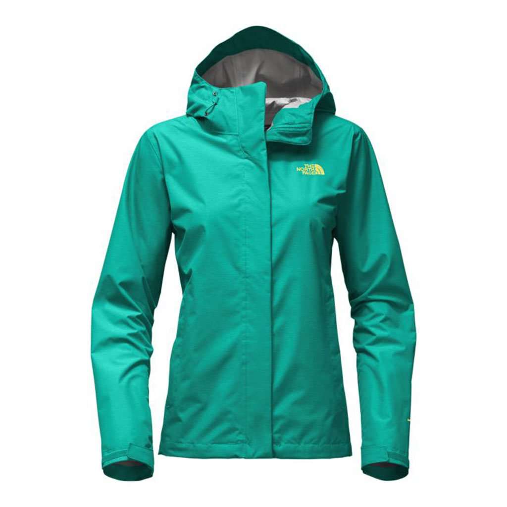 The North Face Women's Venture 2 Jacket in teal green with hood